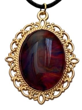 Hand Crafted Necklace Neon Blue Green Pink Fluid Art Pendant by Svetlana Yeung